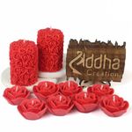 Shraddha Creation Scented Candles For Home Decor, Rose Fragrance, Pillar Shape And Floating Combo, Red Color, Pack Of 10, 4 X 7 Centimeters - Wax