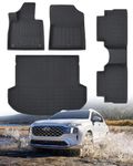 CarQiWireless All Weather Floor Mats & Trunk Mat for 2024 2023 2022 2021 Hyundai Santa Fe Accessories (Gas Only), 4 PCS XPE Waterproof Floor Liner for 2021-2024 Hyundai Santa Fe Floor Mats