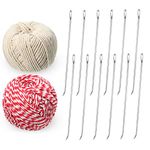 14 Pieces Poultry Lacing Kit Roasting Supplies Meat Trussing Needle and Cooking Twine Bundle Kit 7 Inch Roasting Trussing Needles Kitchen Cotton Twine for Trussing Roasting Chicken and Turkey
