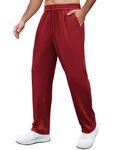 COOFANDY Mens Casual Sweatpants Open Bottom Lounge Pants Lightweight Workout Yoga Pants with Pockets Red