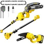 IMOUMLIVE 2-IN-1 Cordless Pole Saw & Mini Chainsaw, 21V 3.0Ah Battery Powered 6 Inch Electric Pole Chainsaw, 6.6 LB Lightweight, 15.2-Foot MAX Reach Pole Saw for Tree Trimming