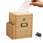 KIRIGEN Wall Mounted Wood Suggestion Box Comment Collection with Lock Wooden Donation and Ballot Box for Office, Customer Center, School, Hospital Natural