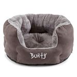 Bunty Polar Dog Bed & Cat Bed, Small | Cosy Fluffy Fleece Calming Dog Bed | High Wall Snuggle Anti Anxiety Dog Bed | Washable Bed & Cushion for Puppy, Small to Large Pets - Grey