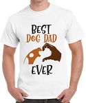 Caseria Men's Round Neck Cotton Half Sleeved T-Shirt with Printed Graphics - Best Dog Dad (White, MD)