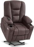 MCombo Small Power Lift Recliner Chair with Massage and Heat for Petite People, Cup Holders, USB Ports, Side Pockets, Faux Leather 7569 (Small, Light Brown)