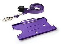 Customcard ltd® Holder and Lanyard Neck Strap with Lobster Metal Clip for ID Badge, ID Card - Colour Purple. Recyclable Holder and ECO Friendly Lanyard.