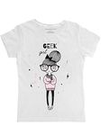 THREADCURRY Geek Girl | Princess Cute Baby Girl Quote Fantasy Graphic Printed Tshirt for Girls White 12-13 Years