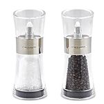 Cole & Mason Flip 180 Chrome Salt and Pepper Mill Set, Adjustable Coarseness, Ceramic Mechanism, Acrylic, 154 mm, Filled Salt and Pepper Grinders