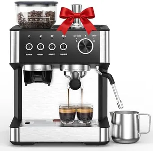 Espresso Machine with Grinder, 20 Bar Expresso Coffee Machines with Milk Frother Steam Wand, Professional Espresso Maker with Removable Water Tank, Cappuccino & Latte Machine for Home