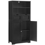 Iwell Bathroom Cabinet, Large Storage Cabinet with 2 Drawers & 3 Shelves, Bathroom Freestanding Cabinet with Door, Floor Cabinet for Bathroom, Living Room, Bedroom, Entryway, Black CISNG028L