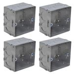 Forus Concealed GI Sheet Metal Modular Box 1-2 Module, Excellent Quality Rustproof Galvanized Iron Heavy Duty Flush Mounting Electrical Junction Box, 18 Gauge thick 3x3 All-win Series Junction Box-4PC