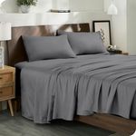 Bare Home 100% Organic Cotton Sheet Set - Smooth Sateen Weave - Warm & Luxurious (King, Grey)