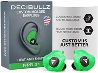 Decibullz - Custom Molded Earplugs, 31dB Highest NRR, Comfortable Hearing Protection for Shooting, Travel, Swimming, Work and Concerts (Green)