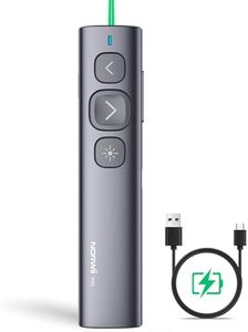 Norwii N95 Presentation Clicker with Green Light Pointer for presentations, PowerPoint Clicker for Presentation Remote, Long Range Wireless Presenter, USB-C Rechargeable (Grey with Green Light)