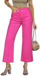 LookbookStore Cropped Wide Leg Pants for Women High Rise Jeans for Women Pink Jeans for Women Summer Business Casual Outfits for Women High Rise Cropped Jeans for Women Size Large Size 12 14