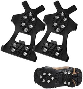 ZSNZCTX Ice Cleats Crampons, 2pcs Ice Snow Traction Cleats Grippers Steel Rubber Spikes for Walking Climbing Hiking Fishing Outdoor, 21cm*14cm, Black