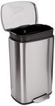 Amazon Basics Rectangular Kitchen Bin With Steel Bar Pedal, Soft-Closing Mechanism For Home and Office Use, 50 Liter/13.2 Gallon, Satin Nickel Finish