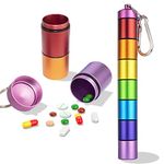 Aohhy Weekly 7 Day Pill Organizer Travel Friendly Vitamin Organizer Pill Case Container Waterproof Pill Case with Keychain for Pills/Vitamin/Fish Oil/Supplements Metal Pill Holder Me (Rainbow)