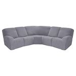 OKYUK Corner Sectional Couch Covers 7-Piece for 4 Seat Recliner & 1 Corner Seat, Sectional Recliner Couch Covers Soft Stretch Jacquard Corner Sofa Cover Slipcovers (5 Seater, Grey)