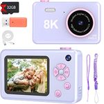 Digital Camera for Kids Girls Boys- 48MP with 32GB SD Card, Full HD 1080P Front and Rear Cameras Rechargeable Mini Camera for Students, Teens, Kids - Purple