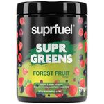 Suprfuel Supr Greens Powder - Forest Fruit 390g - Daily Greens Powder for Gut Health, Energy, and Vitality - Green Superfood Mix to Boost Your Well-Being