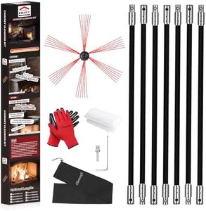 Cleancraft 23 Feet Chimney Sweep Kit, Chimney Cleaning Kit with 7 Flexible Black Chimney Rods, Rotary Chimney Cleaning System Driven by Drill for Sweeping Fireplace, Chimney Cleaners with Strong Brush