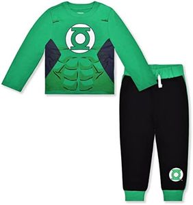 Warner Bros Superhero Jogger Set for Boys, Green Lantern Long Sleeve Shirt and Sports Pants, Size 3T