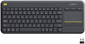 Logitech K400 Plus Wireless Touch TV Keyboard with Easy Media Control and Built-in Touchpad, HTPC Keyboard for PC-Connected TV, Windows, Android, ChromeOS, Laptop, Tablet - Black