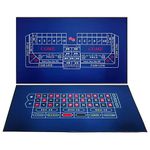 WaLiken Double Sided Casino Roulette and Craps Tabletop Felt Layout Mat - Perfect for Casino Game Night (36 * 72 Blue)