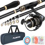 PLUSINNO Fishing Rod and Reel Combos Carbon Fiber Telescopic Fishing Pole with Spinning Reels Sea Saltwater Freshwater Kit Fishing Rod Kit