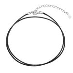 Leather Necklace Cord for Women - 1MM Wide Rope Chain Braided, 20 Inch Black Necklace Cord for Pendant with Sterling Silver Clasp