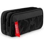 Maomaoyu Large Capacity Pencil Case for Boys and Girls, Lightweight Waterproof Triple Pocket Pencil Cases, Camo Black