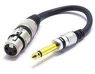 VITALCO XLR Female to 6.35 Jack Mono Male Adapter 1/4 Jack TS to 3 Pin Microphone Audio Cable