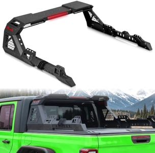 OSOTORERO 55-65" Adjustable Truck Roll Bar, Carbon Steel Chase Rack Sport Bar with 3rd Brake Light for Tacoma F150 Silverado Ram Tundra Ranger Gladiator Frontier Sierra Colorado