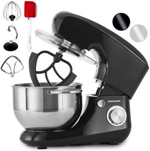 Andrew James Stand Mixer for Baking Food Mixer, 1300W Max, Large 5.5 Litre Bowl 6 Speed Pulse Mode, Kitchen Electric Mixer with Bowl, Flexi-Beater Dough Hook Balloon Whisk Removable Splash Guard