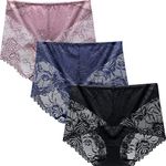 BLKDOTS Women's High Waist Lace Panties 3 Pack, multicoloured, XL