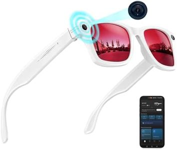 AI Smart Glasses with Camera, 8MP 1200P HD Video Recording Sunglasses, UV400, Real-Time Translation, GPT Voice Assistant, Open-Ear Bluetooth Audio, 32GB POV Glasses for Men Women Running Hiking Beach