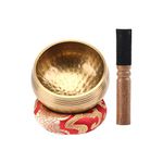 EKKONG Original Tibetan Singing Bowl, Handmade Singing Bowl, Singing Bowl Set with Leather Clapper and Singing Bowl Cushion, Singing Bowl for Yoga, Prayers, Massage, Healing, Treatment, Decoration