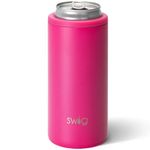 Swig Slim Can Cooler - Discontinued Prints - Insulated Skinny Can Coozie, Stainless Steel Skinny Can Cooler Compatible with White Claw, Truly, High Noon, Michelob Ultra (Hot Pink)