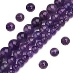 Filluck Natural Amethyst Crystal Beads 10mm Purple Beads Polished Round Smooth Healing Gemstone Beads for Jewelry Making 15 Inch(Amethyst,10mm)