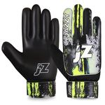 Jazzy Sports Soccer Goalie Gloves,Funky Football Goalkeeper Gloves for Kids Boys Children Youth with 4mm Latex for Strong Grip (Black, Size 8 Suitable for Size M-L Adult)