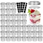 CycleMore 40 Pack 4oz 100ml Clear Glass Mini Mason Jars With Silver Separable Lids and Diamond appearance, Small Mason Jars Round Canning Jars Spice Jars for Honey, Jam, Jelly,Kitchen Food Storage