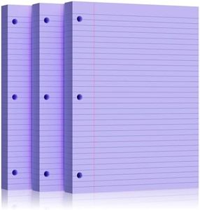 Purple Loose Leaf Paper 300 Sheets 8" x 10.5" Filler Paper, College Ruled 3-Hole Punched, Notebook Paper for 3-Ring Binders Notepad Writing Note Pads To-Do Lists for Office & School Supplies