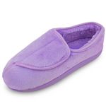 Git-up Ladies Diabetic Slippers Arthritis Edema Memory Foam Adjustable Closed Toe Swollen Feet Slippers Comfortable House Indoor Outdoor Shoes with Rubber Sole, Purple UK/9