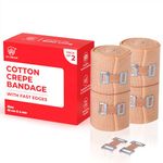 MY ARMOR Cotton Crepe Bandage for Wound, 10cm X 4mt, Pain Relief Garam Patti for Hand, Leg, Wrist, Knee, Ankle, Thigh etc. for Injury & Muscle Compression, 4 Extra Clips, Pack of 2