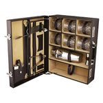 Anything & Everything Portable Cocktail Bar Accessories Set | Travel Bar Set | Portable Leatherette Bar Set | Wine Case | Whisky Case I Briefcase Style (Holds 01 Bottle & 06 Glasses) (Brown & Beige)