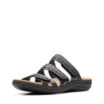 Clarks Womens Laurieann Cove Flat Sandal, Black, 8 Narrow US