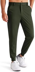Libin Men's 4-Way Stretch Golf Joggers with Pockets, Slim Fit Work Dress Pants Athletic Casual Yoga Sweatpants for Men Baseball, Dark Green L