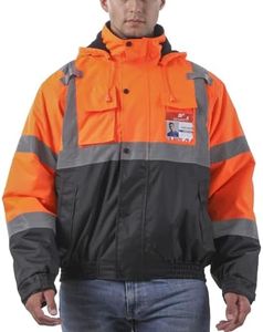 sesafety Reflective Jacket for Men, High Visibility Jackets, Safety Jackets for Men, Hi Vis Construction Bomber Jackets Waterproof with Pockets and Zipper, Black Bottom, Class 3