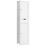 Iwell Tall Bathroom Cabinet with 2 Doors & 2 Adjustable Shelves, Storage Cabinet with Drawer, Bathroom Storage Cabinet for Living Room, Bathroom, White CYSG017B